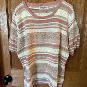 Alfred Dunner Short Sleeve Pink/Tan/Beige Sweater.  Size 1X.